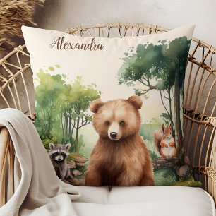 Gepersonaliseerde naam Woodland Animals Kussen
