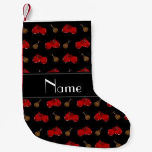 Gepersonaliseerde naam zwart boxing patroon kleine kerstsok