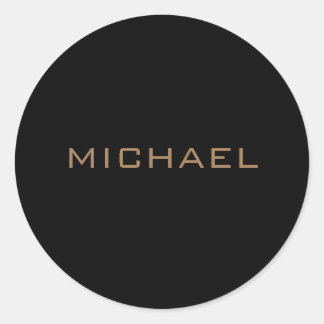 Gepersonaliseerde naam Zwart Goud Ronde Sticker
