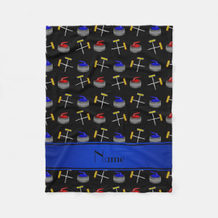 Gepersonaliseerde naam zwart krullingspatroon fleece deken