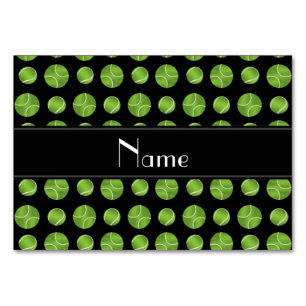 Gepersonaliseerde naam zwart tennisballen patroon kaart