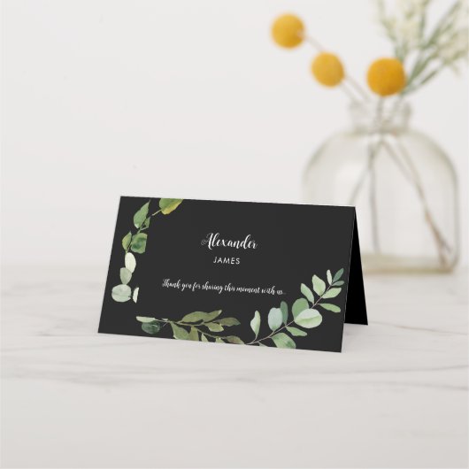 Gepersonaliseerde Naam Zwart Trouwblad (Voorkant)