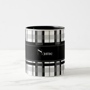 Gepersonaliseerde naam zwart-witte vlecht tweekleurige koffiemok