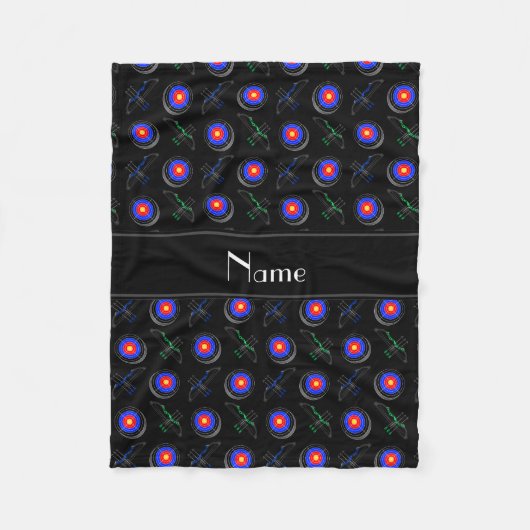 Gepersonaliseerde naam zwarte archery fleece deken (Voorkant)