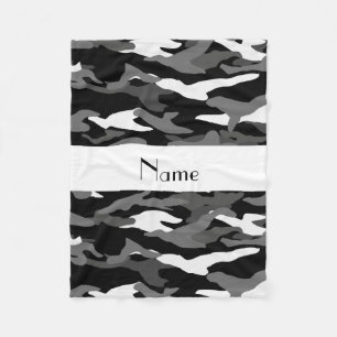 Gepersonaliseerde naam zwarte camouflage fleece deken