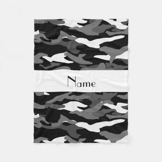 Gepersonaliseerde naam zwarte camouflage fleece deken (Voorkant)