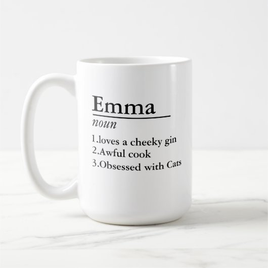 Gepersonaliseerde naamdefinitie Grijs Satijn Mok L (Links)