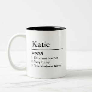 Gepersonaliseerde naamdefinitie zelfstandig naamwo tweekleurige koffiemok