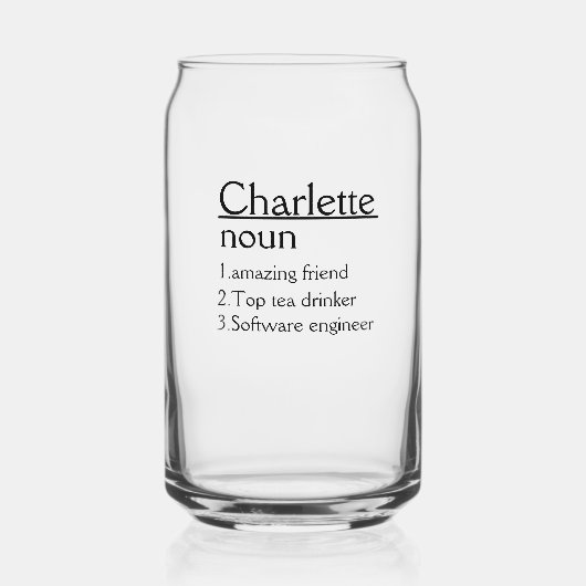 Gepersonaliseerde naamdefinitietumbler blikvorm glas (Achterkant)