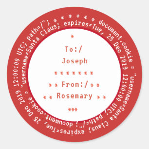 Gepersonaliseerde naar en van browser cookies voor ronde sticker