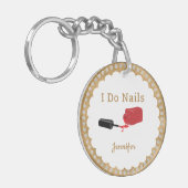 Gepersonaliseerde Nail Tech Red Polish Sleutelhanger (Voorkant Links)