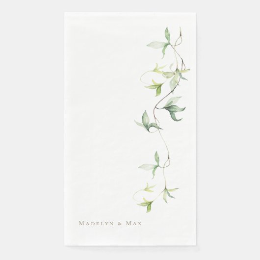Gepersonaliseerde namen Foliage White Elegant Wedd Servet (Voorkant)