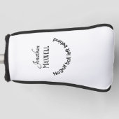 Gepersonaliseerde namen Modern Black Script Funny  Golfheadcover (Voorkant)