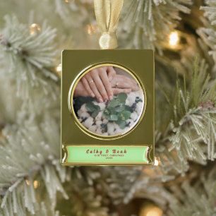 Gepersonaliseerde namen Paar's Eerste Kerstmis Verguld Banner Ornament