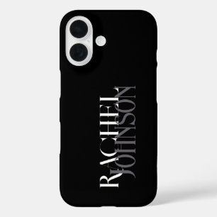 Gepersonaliseerde namen Zwart Grijs iPhone 16 Hoesje