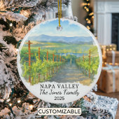 Gepersonaliseerde Napa Valley Ornament, Californië Keramisch Ornament
