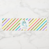 Gepersonaliseerde Narwhal Meisje Verjaardag Party Waterfles Etiket (Enkel label)