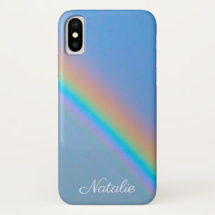 Gepersonaliseerde natuurlijke regenboog iPhone x hoesje