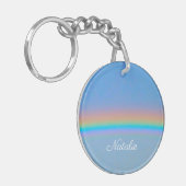 Gepersonaliseerde natuurlijke regenboog sleutelhanger (Voorkant Links)
