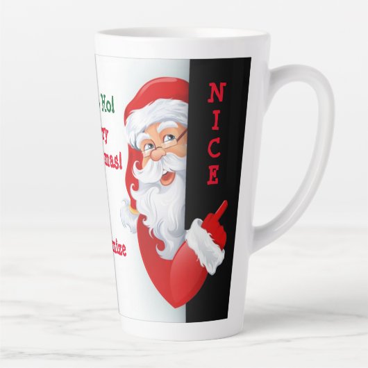 Gepersonaliseerde Naughty & Nice Santa Latte Mok (Rechts)