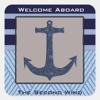 Gepersonaliseerde Nautical Boat Name Anchor Vierkante Sticker