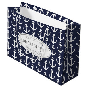 Gepersonaliseerde nautische anker print grote gesc groot cadeauzakje