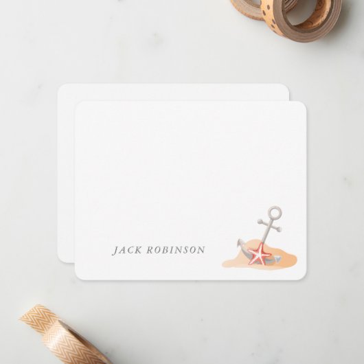 Gepersonaliseerde nautische anker Starfish Note Ka Notitiekaartje (Voorkant / Achterkant in situ)