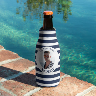 Gepersonaliseerde Nautische Foto Marine Stripe Fle Flesjeskoeler