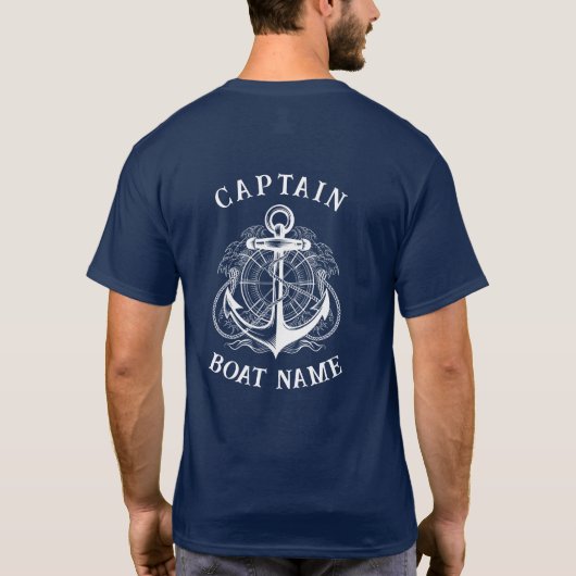 Gepersonaliseerde Nautische Kapitein Bootnaam Anke T-shirt (Achterkant)