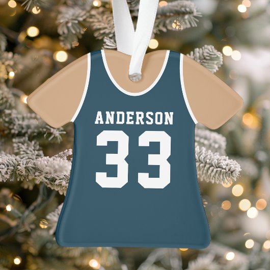 Gepersonaliseerde Navy Basketball Jersey Ornament