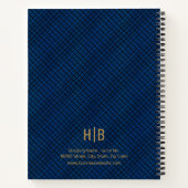 Gepersonaliseerde Navy Blauw en Goud Monogram Chec Notitieboek (Achterkant)