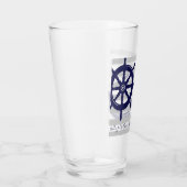 Gepersonaliseerde Navy Blue Anchor Boat Wheel Naut Glas (Rechts)