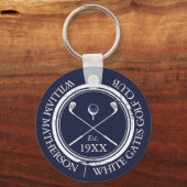 Gepersonaliseerde Navy Blue Golf Club Naam Sleutelhanger (Voorkant)