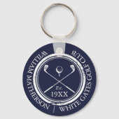 Gepersonaliseerde Navy Blue Golf Club Naam Sleutelhanger (Achterkant)