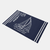 Gepersonaliseerde Navy Blue Life is Beter bij het Deurmat (Schuin)