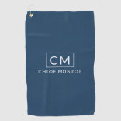 Gepersonaliseerde Navy Blue Minimal Modern Monogra Golfhanddoek (Voorkant)