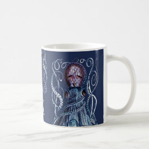 Gepersonaliseerde Navy Blue Nautical Octopus Koffiemok