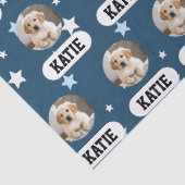 Gepersonaliseerde Navy Blue Pet Photo Star Pattern Tissuepapier (Detail)