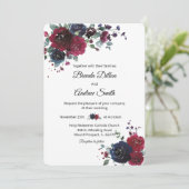 Gepersonaliseerde Navy en Bourgondische bruiloft Kaart (Staand voorkant)