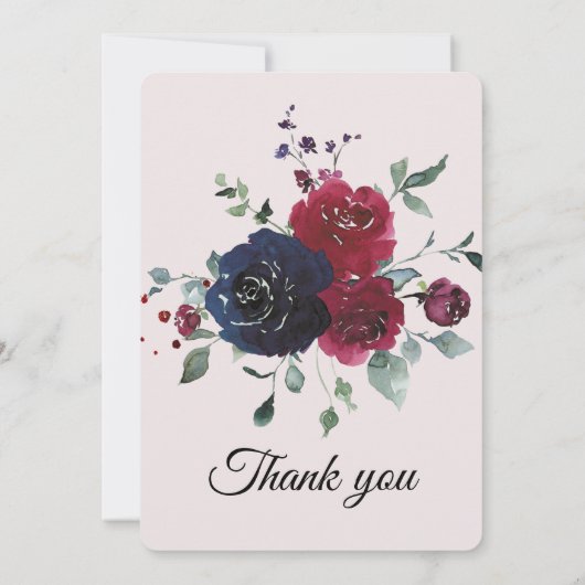 Gepersonaliseerde Navy en Bourgondische bruiloft Kaart (Achterkant)