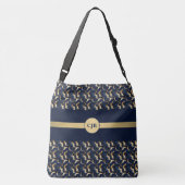 Gepersonaliseerde Navy & Gold Abstract Crossbody Tas (Achterkant)