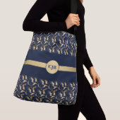 Gepersonaliseerde Navy & Gold Abstract Crossbody Tas (Dichtbij)