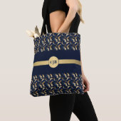 Gepersonaliseerde Navy & Gold Abstract Draagtas (Dichtbij)