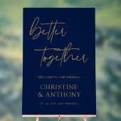 Gepersonaliseerde Navy & Gold Beter samen bruiloft Acryl Bord (Neutraal)