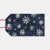 Gepersonaliseerde Navy Snowflake Kerstfoto Cadeaulabel (Achterkant Horizontaal)