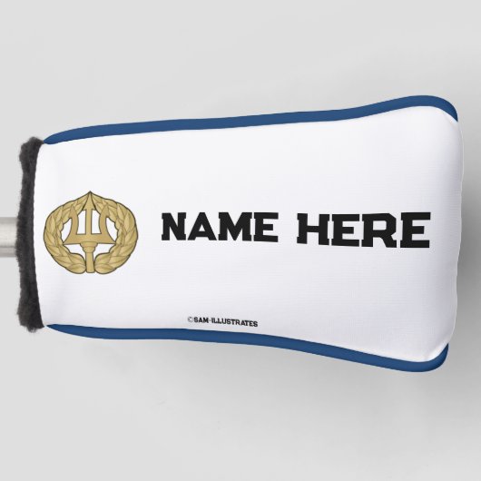 Gepersonaliseerde Navy Theme Golf Putter Hoesje Golfheadcover (Voorkant)