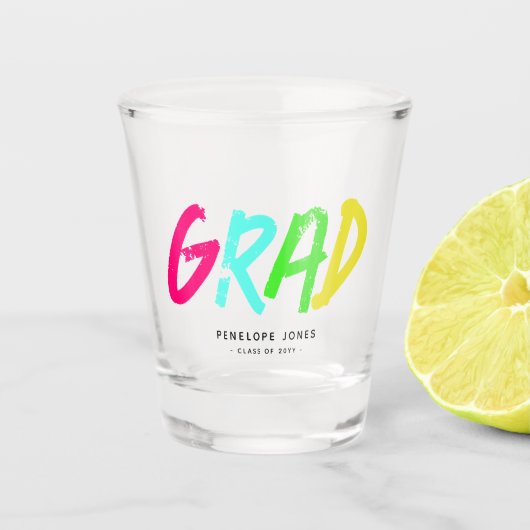 Gepersonaliseerde Neon AFSTUDEERDER Keepsake Shot Glas (Voorkant)