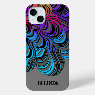 Gepersonaliseerde Neon Kleurrijke Stroming iPhone 15 Mini Hoesje