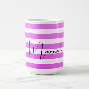 Gepersonaliseerde Neon Paarse Gradient Stripes Koffiemok