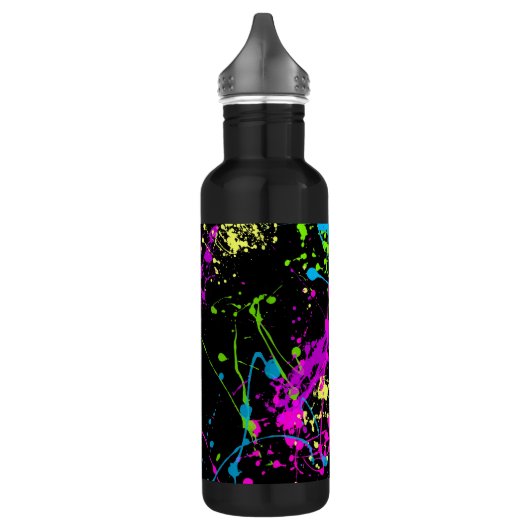 Gepersonaliseerde Neon Paint Splatter Kleurrijk Wa Waterfles (Links)
